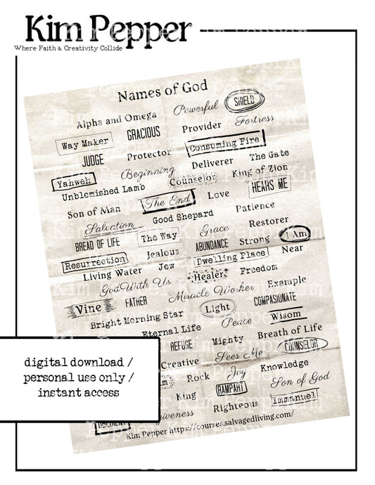 Names of God Digital Word Bank